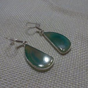 Feminine "GREEN BOTSWANA AGATE" Handmade Sterling Dangle Earrings #540B